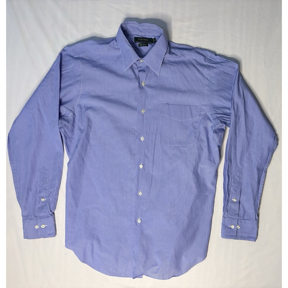 Lauren Ralph Lauren Oxford Shirt Men's Size 16 34/35 Stripes Long Sleeve Button